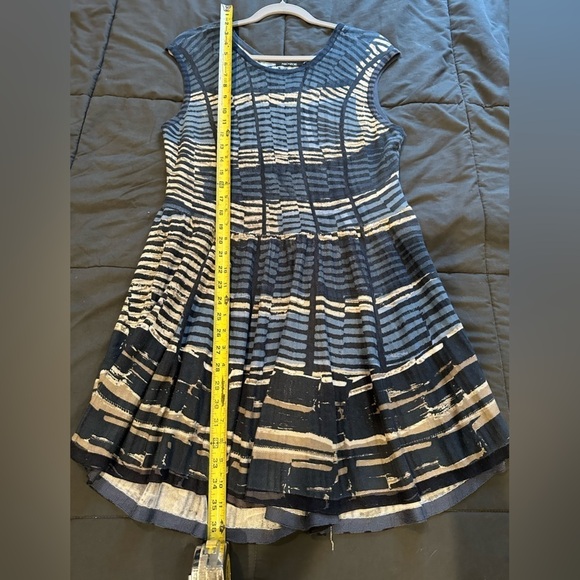 Nic & Zoe Blue Beige A-Line Retro Sweater Sleeveless Knit Knee-Length Dr… - Picture 9 of 10